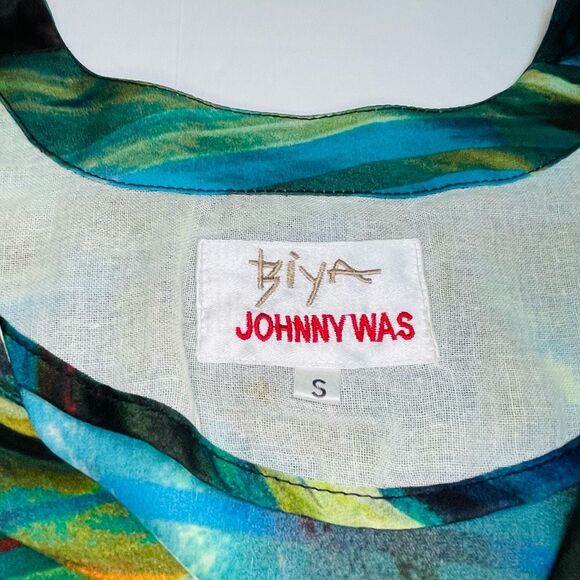 Johnny Was x Biya Silk Blend Oversize Button Up Shirt Tunic Dress Cover-up Size - Picture 5 of 11